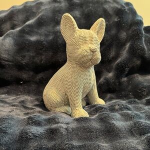 SILVER French Bulldog Textured Figurine